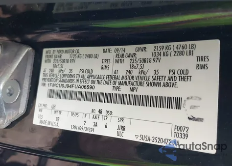 2015 Ford Escape Titanium из США, поврежденный, VIN 1FMCU0J94FUA06590